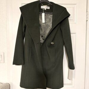 NWT Trina Turk Green Single Breasted Lambswool Coat
